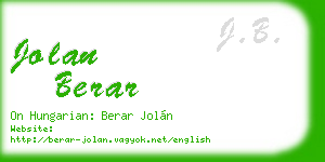 jolan berar business card